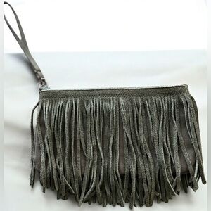 American Eagle Outfitters Fringe Suede Wristlet - Olive Green